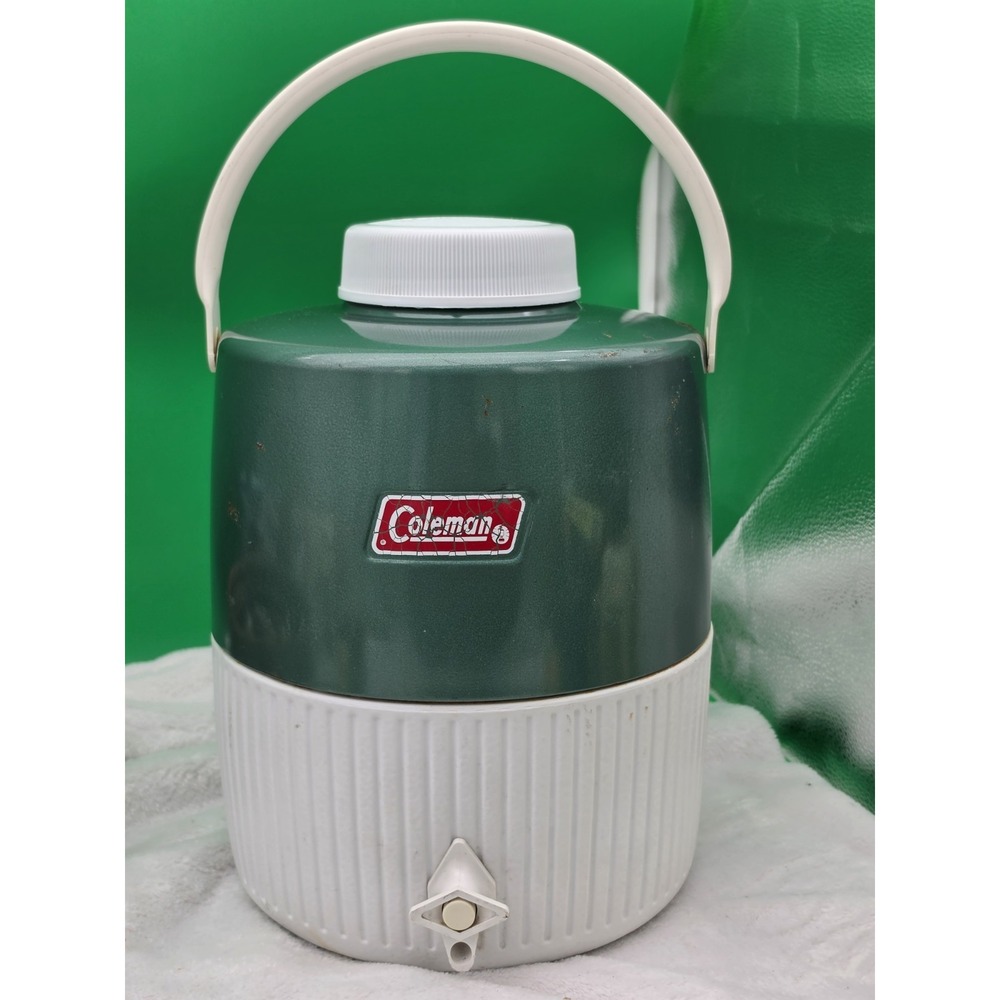 Coleman 2 Gallon Water Jug Cooler Green White Camping Dispenser